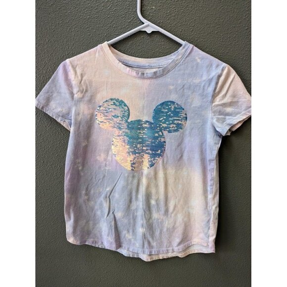 Gap Disney Collab Sequin Mickey Pastel Tie Dye Tee Girls XL - Picture 1 of 5